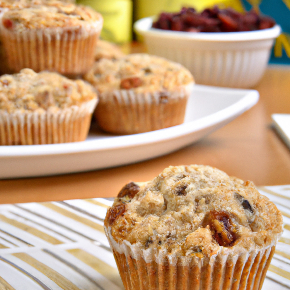 apple sauce and raisin bran muffins