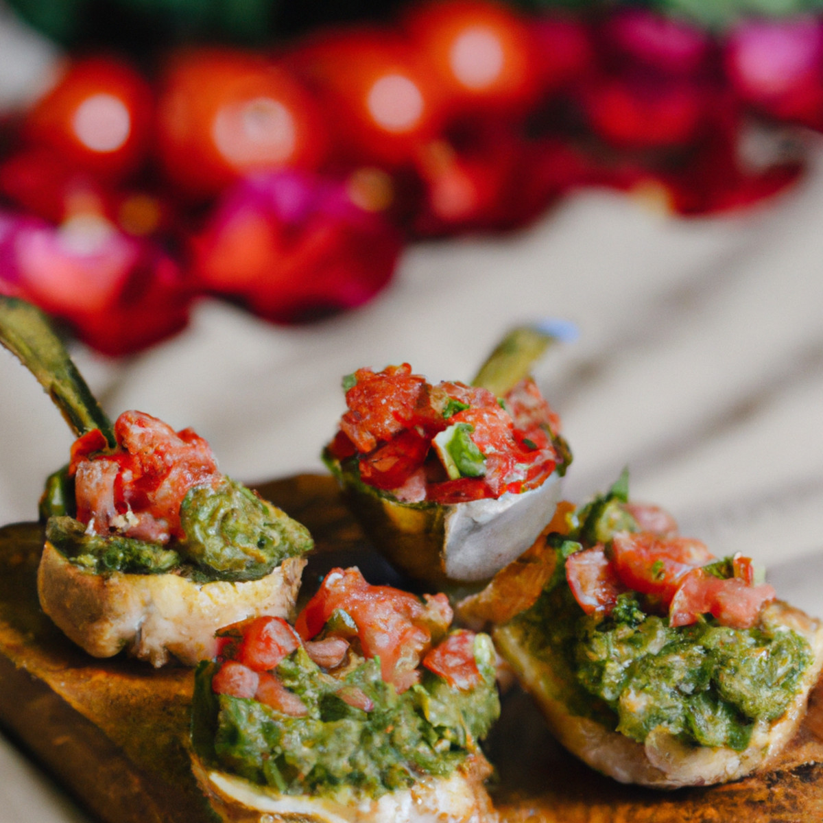 bruschetta with pesto tomatoes