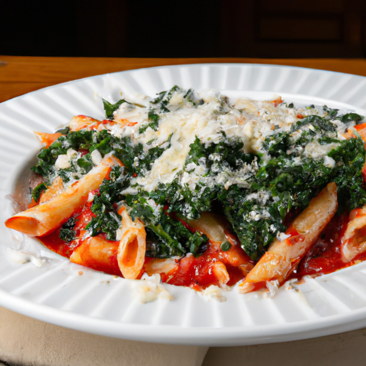 cherry tomato pasta with kale and cheese