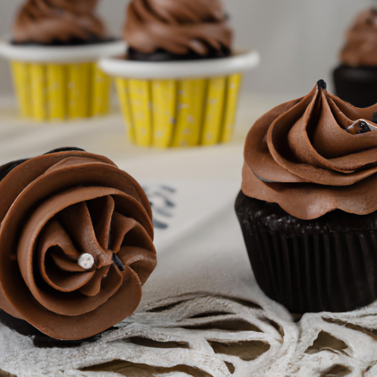 chocolate cupcakes with mousse topping