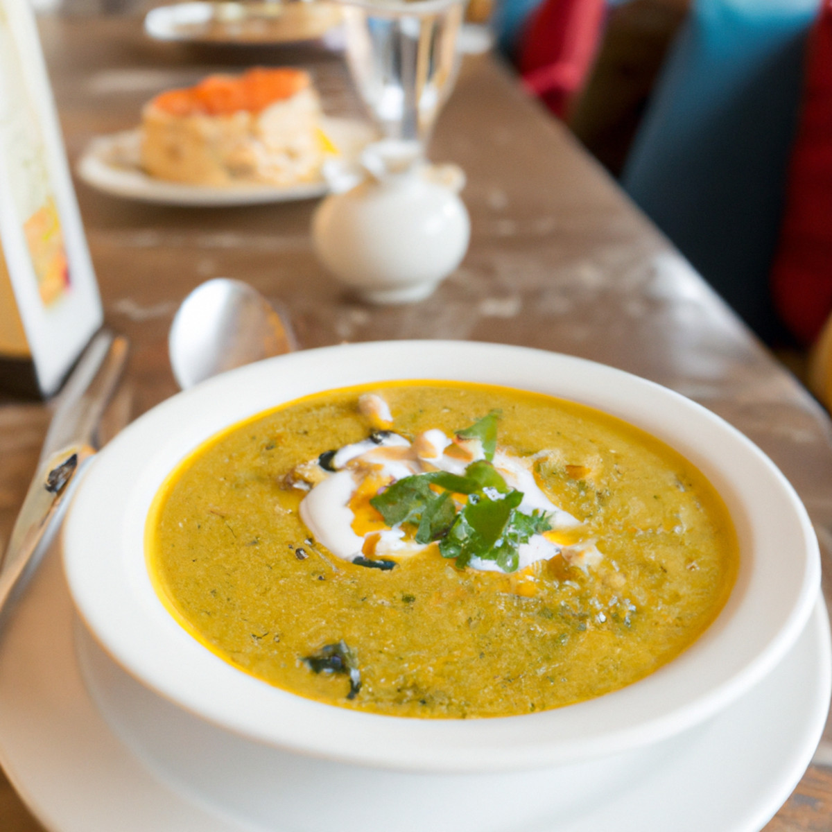 cream soup with lentil and spinach