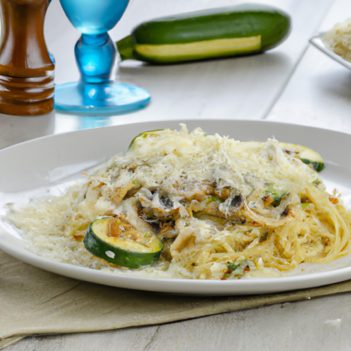 creamy veggie pasta with carbonara sauce