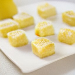 a baked dish with lemon squares.