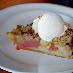 a rhubarb crisp with vanilla ice cream.