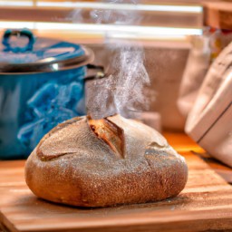 

Sourdough bread is a European vegan, eggs-free, nuts-free and lactose-free delicacy made with all purpose flour, sourdough starter and cooking spray for an enjoyable baking experience.