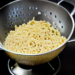 the egg noodles are drained of water.
