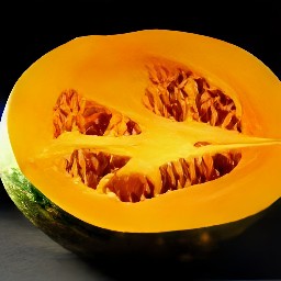 the pumpkins are cut in half.