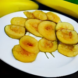 to transfer caramelized bananas to a plate.