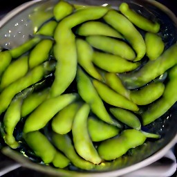 the edamame drained of water.