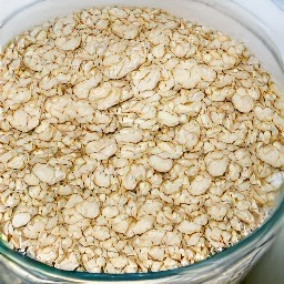 a bowl of oat mixture.