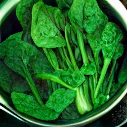 the spinach is rinsed and drained in a colander.