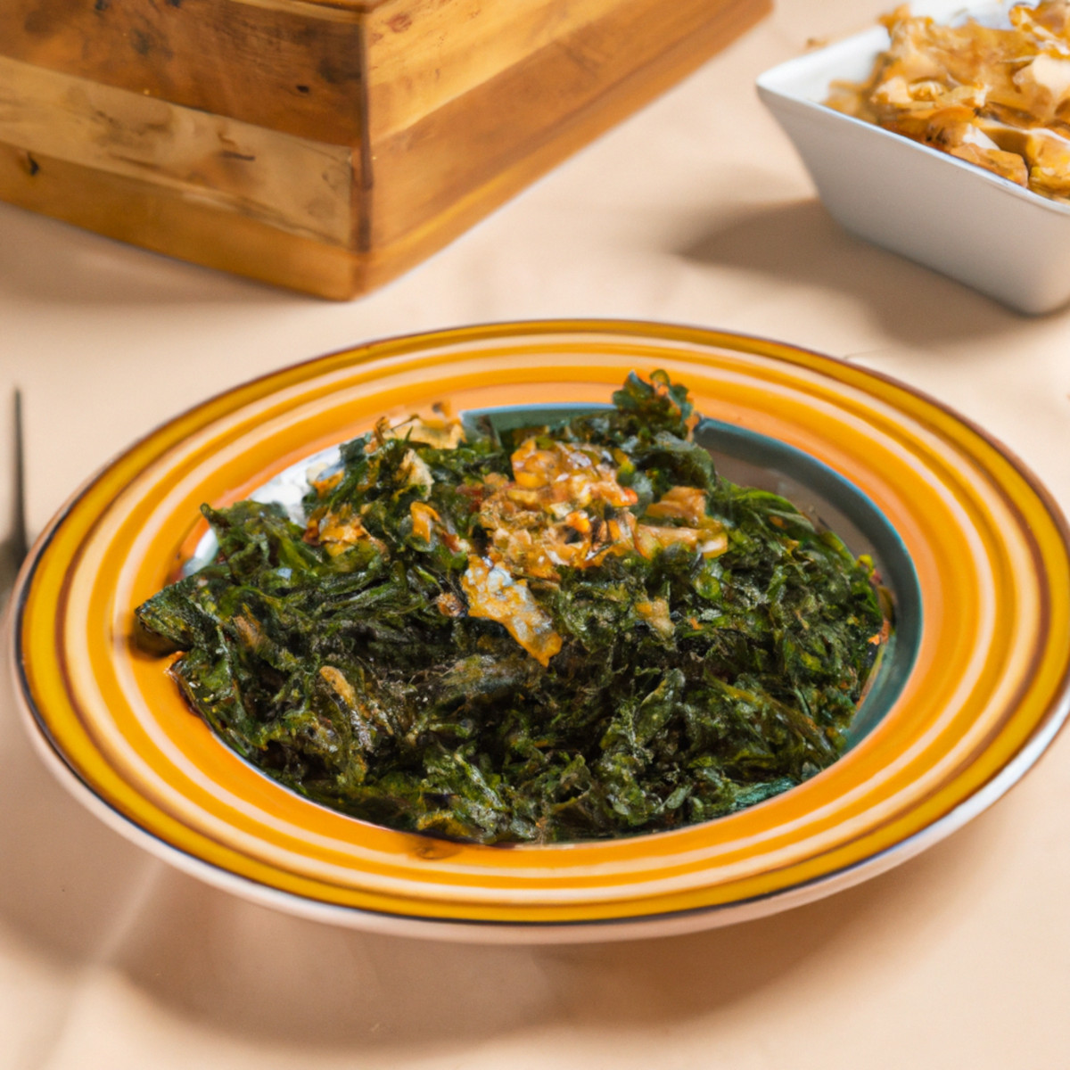 kale with caramelized onions and garlic