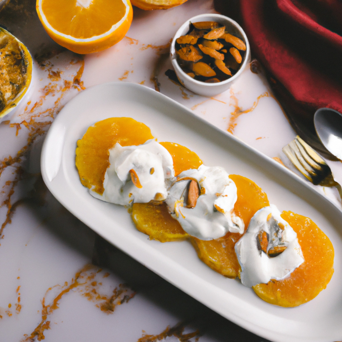 orange slices with honey and cinnamon