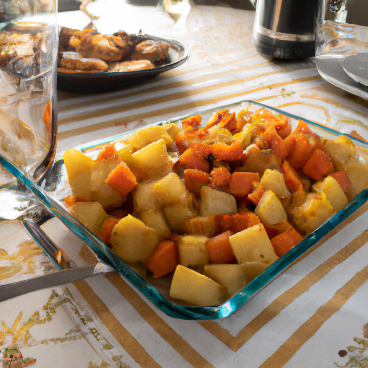 roasted potatoes and baby carrots