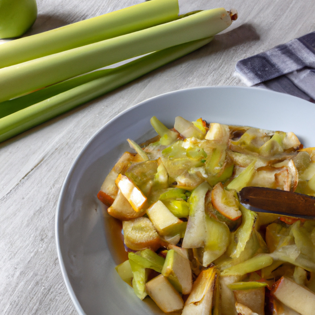 sauteed apples and leeks