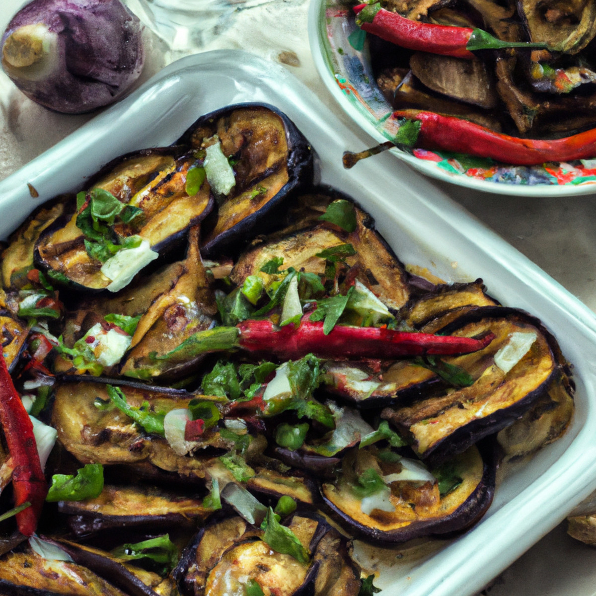 spicy saucy eggplants