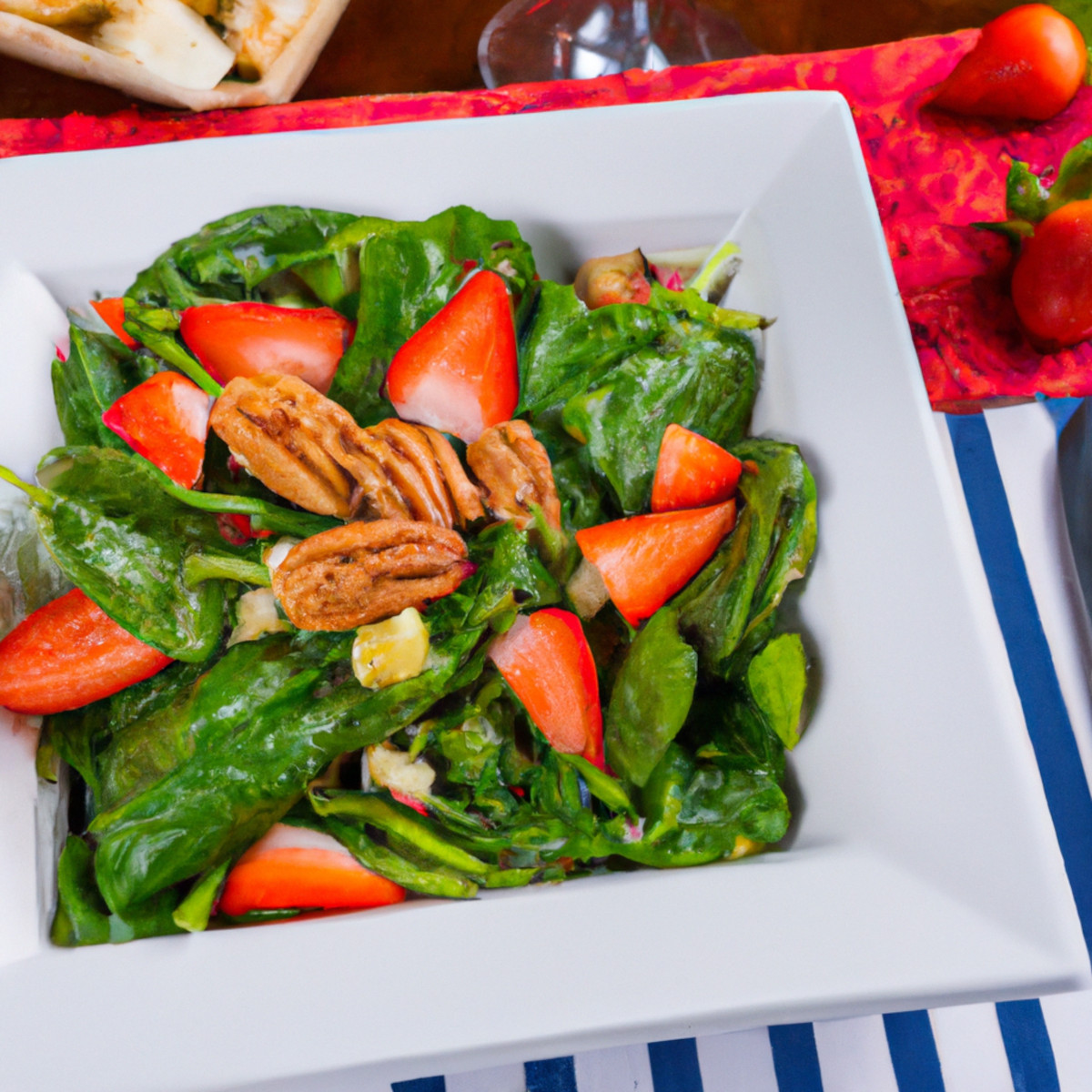 spinach with asparagus and strawberry salad